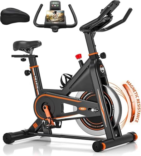Heimtrainer Fahrrad, DMASUN Hometrainer Fahrrad mit magnetischem Widerstand, Leises Wartungsfreies Ergometer Heimtrainer mit LCD-Screen, Idoor Bike mit weichem Sitzbezug, 160kg Belastbar