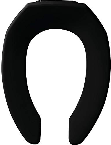 BEMIS 1955SSCT Commercial Open Front Plastic Toilet Seat, Heavy Duty Industrial No Slam Seat without Lid, Secure Installation, Made in USA, Elongated, Black