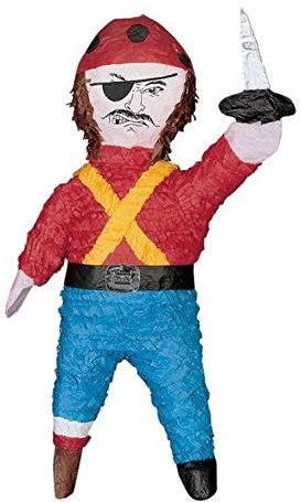 Amscan P16900 - Pinata Pirat, 17,7 x 50,1 x 15,2 cm, zum Befüllen mit Süßigkeiten und Konfetti, Kindergeburtstag, Halloween