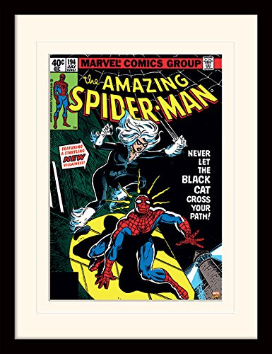 Pyramid International MP11237P-PL Spiderman (Black Cat) montiert und gerahmt, Mounted 250 GSM Paperwrap MDF, Mehrfarbig, 44 x 33 x 4 cm