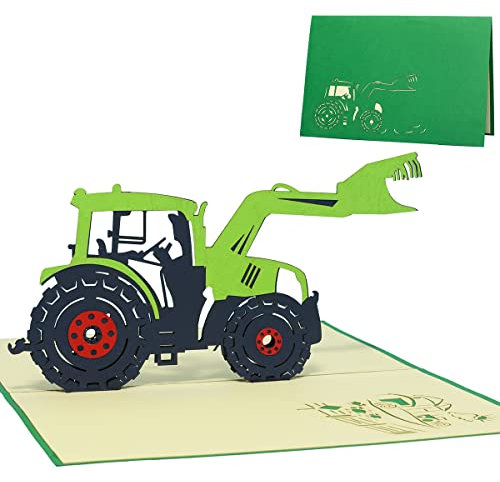 LINPOPUP®, LIN17256, Pop Up Karte Traktor, Geburtstagskarte Klappkarte Grußkarten Trekker Traktorkarte 3D Karte Traktor, Geburtstagseinladung Traktor, Bauernhof Traktor, N205