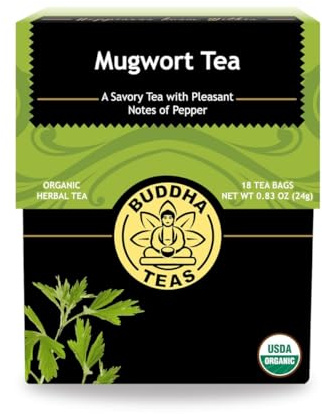 Organic Mugwort Tea, 18 Bleach-Free Tea Bags – Organic Tea Improves Digestion, and Acts as an Emotional Relaxant, No GMOs