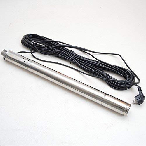 Tiefbrunnenpumpe Edelstahl Brunnenpumpe Schraubenpumpe 370W 2 SING Förderleistung 1080 l/h, 18 l/min 2 Zoll + Integrierter Anlaufkondensator + Integrierter Motorschutzschalter.