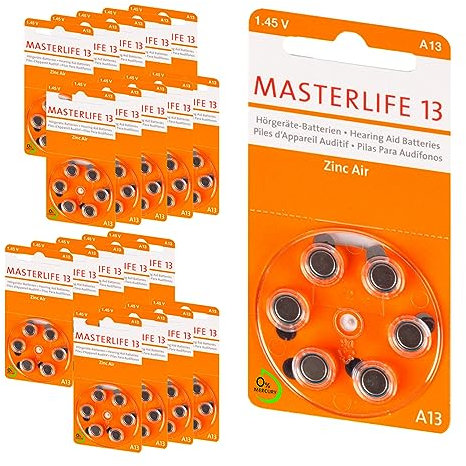 MASTERLIFE HÖRGERÄTE BATTERIEN Typ 13 PR48 orange A13 Batterie (120)