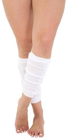 Crazy Chick® Deluxe Luxurious Ladies 80's Plain Ribbed Leg Warmers Legwarmers 12 Color TU TU (White)
