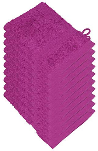 Miamar Lot de 10 Gant de Toilette 15 x 21 cm Absorbant Doux en 15 Couleurs Disponibles 500g/m² 100% Coton Öko-Tex Rose