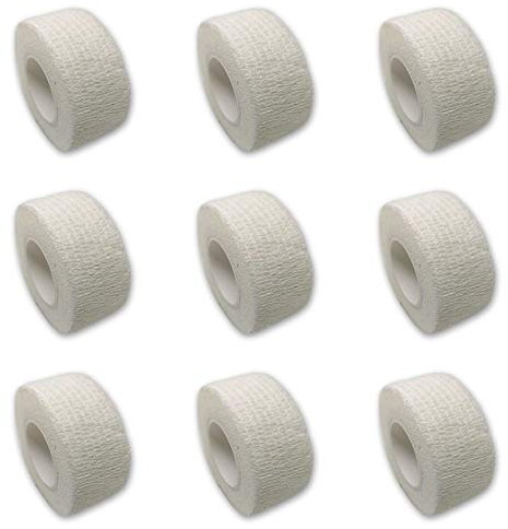 9er-Set Fingerverband | Pflasterverband | Pflaster ohne Kleber - Farbauswahl - 2,5cm x 4,5m - elastisch, wasserabweisend, kohäsiv (Weiß)