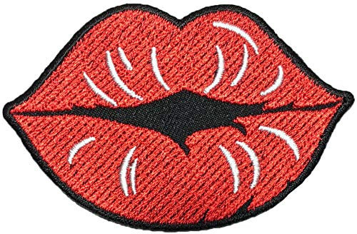 Papapatch Red Lip Mouth Lipstick Lips Sexy Sew on Iron on Embroidered Applique Patch (Iron-Lip-RED)