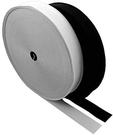 25mm / 1 inch Wide Flat Black or White Knit Strong Woven Elastic Sewing Dressmaking (White, 1)