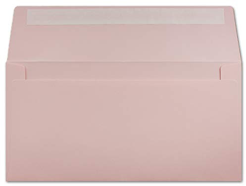Glüxx-Agent 50 DIN Lang Brief-Umschläge Rosa - 11 x 22 cm - 120 g/m² Haftklebung Standard Brief-Kuverts für Taufe & Einladungen