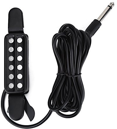 Alomejor Micro Guitare Acoustique 12 Trous Sonores Transducteur de Capture Magnétique pour Guitare Acoustique