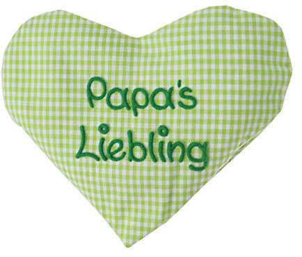 Herzkissen mit Spruch für Babys Wärmekissen mit Rapssamen Rapskissen mit Spruch Körnerkissen Personalisiertes Kissen zum wärmen, Größe: ca. 15x17cm (Grün Papas Liebling)