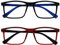OPULIZE Ink Lessebrille 2er Pack Groß Rechteckig Rahmen Federscharniere Kratzfest Schwarze Rot Herren Damen RR4-1Z +2.00