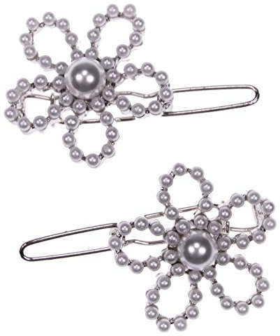 PARSA BEAUTY Haarspange Libellen mit Perlen Metall Haarklammer silber Haarschmuck Hairstyle für Hochzeit, Party, Kommunion usw.