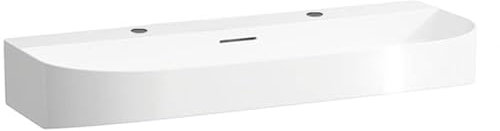 LAUFEN Sonar Waschtisch unterbaufähig, 2 Hahnlöcher, mit Überlauf, 1000x420mm, H8103470001071, Farbe: Weiß