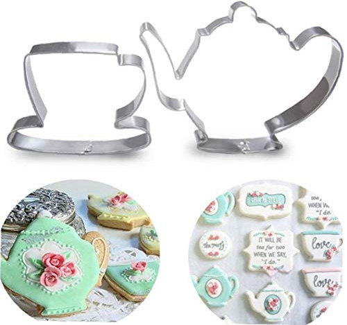 Diy Biscuit Stamps Baking Tools 2pcs/set Diy Biscuit Stamps Stainless Steel Tea Cup and Tea Pot Shape Cookie Cutter Mold Tool