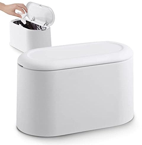 JEEZAO Office Desktop Paper Bin,Desk Trash Can with Lid, Mini Kids Table Waste Bin for Bedroom Bathroom,Storage Box for Pet Food