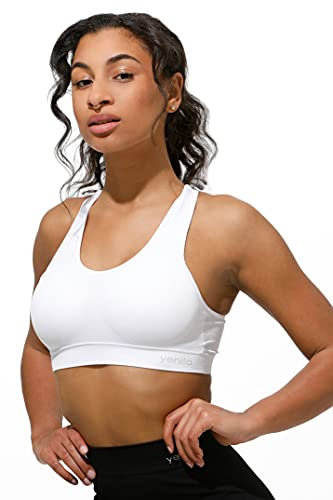 Yenita Seamless Wohlfühl-Bustier ohne Bügel - Comfort BH/Microfaser Top für Freizeit Fitness, Yoga (S, Weiss)