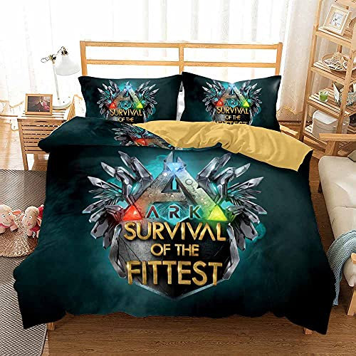 The Ark Survival Evolution Bettwäsche-Set Bettbezug Mit Reißverschluss Für Mann Frau, Mikrofaser Weich Bügelfrei (Einzel (135x200cm),Arche 01)