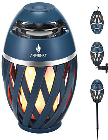 ANERIMST Unique Gifts for Men, Outdoor Bluetooth Speaker Waterproof Wireless with Torch LED Light, Birthday Gift for Boyfriend Him Dad, Cool for Garden, Patio, Outside (Blue)