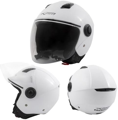 Motorradhelm Motorrad Roller Jet Langes Visier Helm ECE 22-06 Weiss S