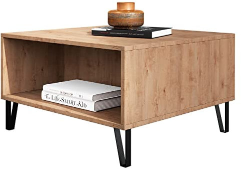 Newroom Couchtisch Wildeiche Wohnzimmertisch Skandi Modern - 60x37x60 cm (BxHxT) - Sofatisch Ablagetisch Tisch - [Loya.six] Wohnzimmer Gästezimmer Büro