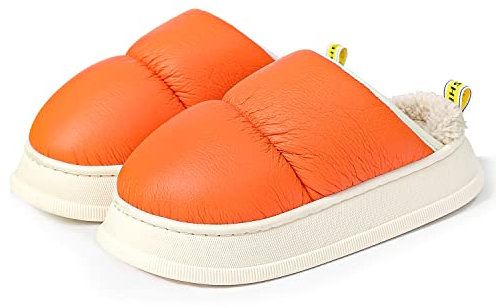 JOMIX Ciabatte Donna Invernali da Casa Pelose Pantofole Donna Invernali Calde Ciabatte Imbottita Memory Foam Morbide Comode MD8901 (Arancione, 38/39)