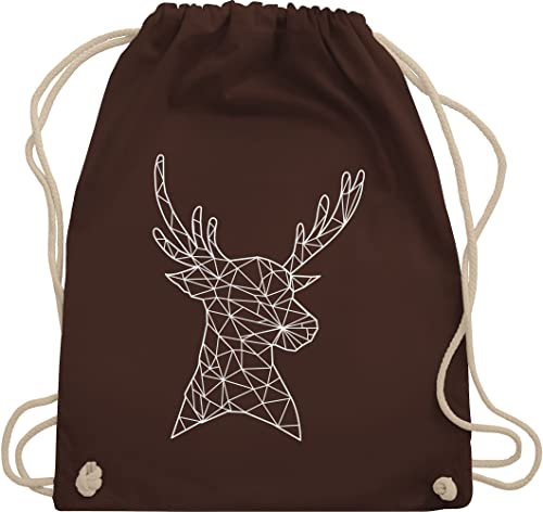 Turnbeutel Rucksack - Kompatibel mit Oktoberfest Tasche - Hirschmotiv I Hirsch I Deer - Unisize - Braun - weißer sporttasche trachtenrucksack tracht stoffbeutel oktoberfest-tasche oktober fest