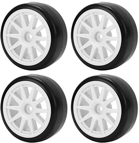 RC Driftreifen, Hartplastikfelge mit Gummibereifung, Profilierte Lauffläche für präzises Drifting, 12mm Hex-Aufnahme in Schwarz, Passend für Tamiya TT01 1/10 RC-Modelle