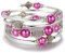 Bulinlin Silber Wickelarmband mit Naturstein Perlen Boho Mehrschichtiges Damen Armbänder Geburtstags Modegeschenk für Frauen (Fuchsie)
