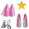 KARELLS Lenkerfransen Streamer Bändchen,Lenker Quasten,Fahrradlenker Quasten,Kinder Fahrrad Lenkerfransen,Bändchen für Kinderfahrrad für Dekoration 2pc,mit Reflektoren Aufkleber Sticker(Rosa+Farbe)