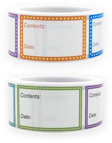 CORTNEY 2 Rollos 1000 Piezas Etiquetas Adhesivas para Congelador de Alimentos, 2.5 x 4 cm Autoadhesivo Etiquetas de Fecha Fáciles de Despegar, para Tarros, Cocina, Oficina y Catering