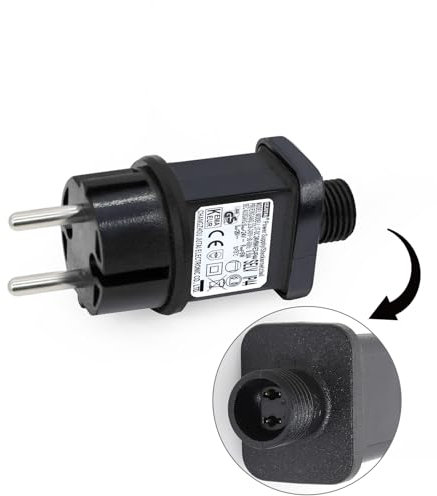 CubePlug Transformateur LED CZJUTAI IP44 Alimentation pour éclairage de Noël avec prise - Prise européenne (Socle à vis - Constant allumé - DC24V 6W)