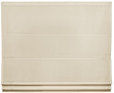 Easydeco - Faltrollo mit Stäben, Leinen, Easyfix-Option ohne Bohren, Beige, 60 x 180 cm