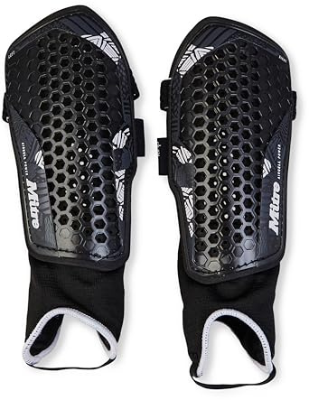 Mitre Aircell Football Ankle Protection Shin Pads | Extremely Breathable | Lightweight Shin Guard, Black/White, S