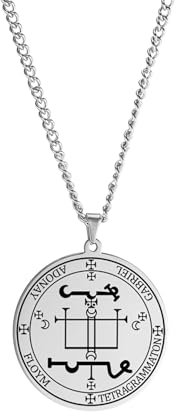 EUEAVAN Erzengel Gabriel Halskette Schutz Amulett Halskette Schutzengel Medaille Erzengel Michael Anhänger Salomon Abzeichen Heiliger Erzengel Schmuck für Männer (Erzengel Gabriel silber)