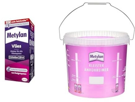 Metylan Vlies & Tapeziereimer, 10 Liter Fassungsvermögen, einfaches Anrühren durch Skala, transparent, 1 Eimer (Stück)