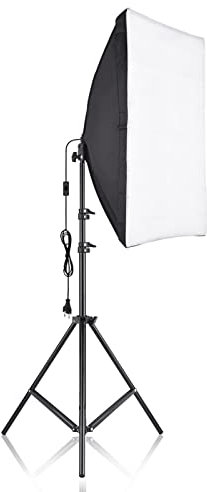 Jemora Kit Softbox de Photographie de Studio avec Softbox 50x70cm * 1 + trépied en métal 2M * 1 pour la Diffusion en Direct Produit Photo Vidéo