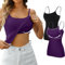 Attraco Unterhemden Damen Spaghettiträger Basic Top Layering Lange Tanks Verstellbarer Spaghetti Strap Cami Camisole Tank Top Schwarz/Lila XL
