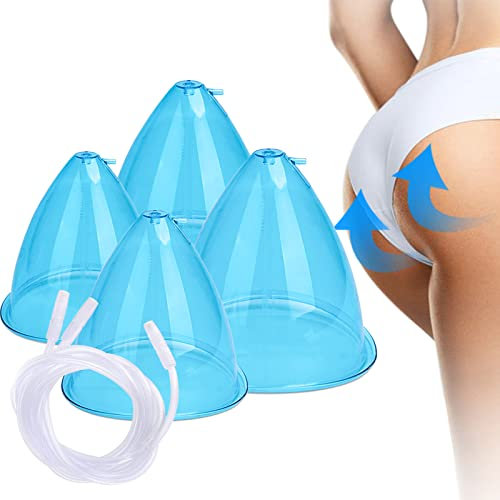 Ventosas de vacío de 180Ml, Accesorios para máquinas de ventosas de Terapia de vacío, ventosas a Tope con Manguera en Y para Levantamiento de glúteos, 4 Uds.