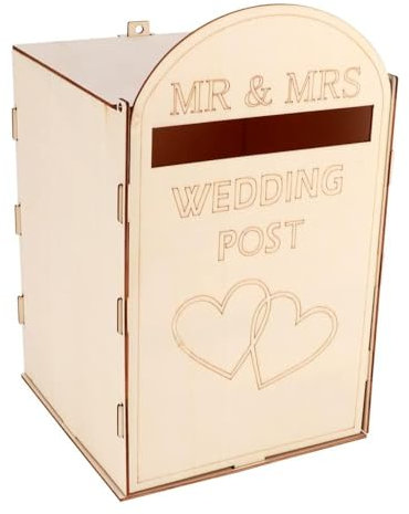 Hsthe Sea Wedding Post Box Wooden Gift Card Mailbox Rustic Wedding Gift Card Holder Box for Wedding Party Decoration