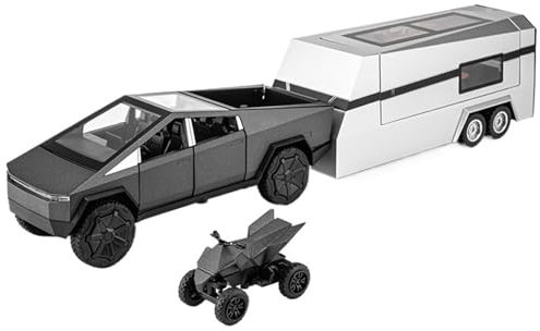 EMRGAZQD Motorfahrzeuge Replika Auto 1/24 Passend for Tesla Cybertruck Legierung Druckguss-Automodell, Pullback-Pickup-Trucks, Druckgussfahrzeuge Originalgetreue Nachbildung(Black)