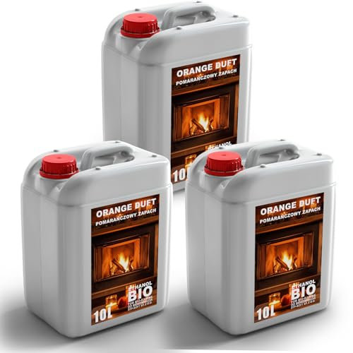 30L Premium Bioethanol 96,6% Rein - 3x10 Liter ökologischer Brennstoff für Ethanol-Kamine, saubere Verbrennung, rauchfrei, lebendige und stabile Flamme (Orangenduft)