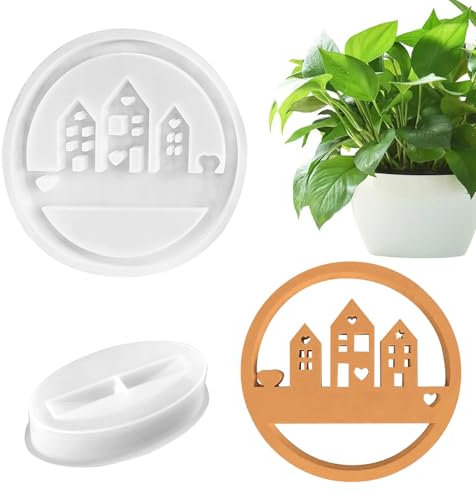 Silikonform Häuser Kerzenhalter, Architektonisches Design Silikonform, Runde Ring Gießform Häuser, Kreative DIY Gießform Häuser, Runde Haus Kerzenform für Halloween Dekoration (3-Häuser)