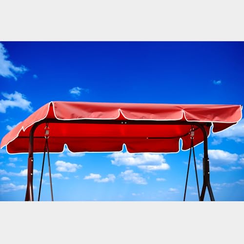 Hollywoodschaukel Dachbezug, Ersatzdach Hollywoodschaukel für 210 x 145cm Gestell, Wasserdicht, Winddicht, Polyestertuch, Anti-UV (Rot, Flachmaß 250 x 190cm)