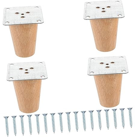 jojofuny 4ensembles Meubles Bois Massif avec Plaques Et Vis Jambes De Table Nordic pour Canapés Armoires Et Tables Basses Et Faciles à Installer