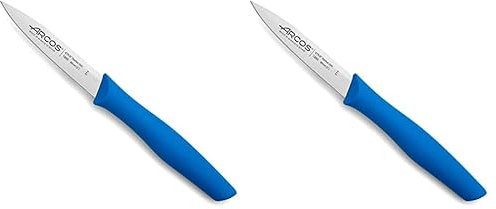 Arcos Serie Nova - Spelucchino Coltello per sbucciare - Lama Acciaio Inossidabile Nitrum 85 mm - Manico Polipropilene Colore Blu (Confezione da 2)