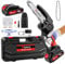 Mini Chainsaw Cordless, 6 Inch Electric Chainsaw with 2×1500mAh Battery and 2 Super Chains, Handheld Small Chain Saw with Security Lock and Strong Motor, for Wood Cutting, Tree Trimming (Red)