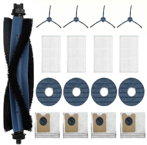 Waremax Kit d'accessoires pour eufy Robot Aspirateur Laveur Omni C20, 1 Brosse à Rouleau, 4 Brosses Latérales, 4 Filtres Lavables, 4 Sacs à Poussière, 4 Tampons de Nettoyage