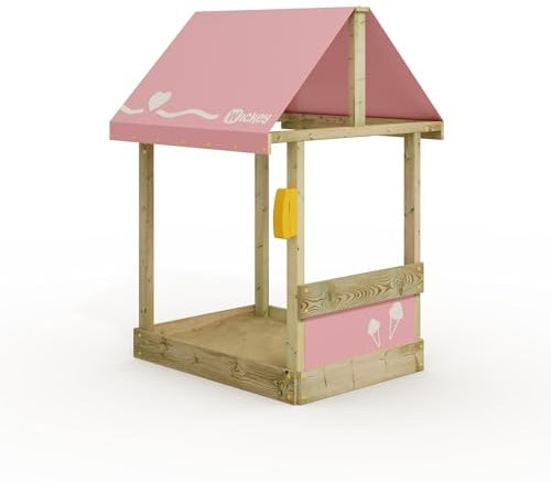 Wickey Sandkasten Dinky mit pastellpinkem Dach - Sandbox 113 x 84 x 14 cm - imprägniertes Massivholz